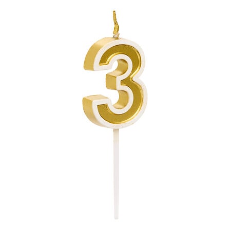 birthday candle #3, 8.5cm high, assorted colors