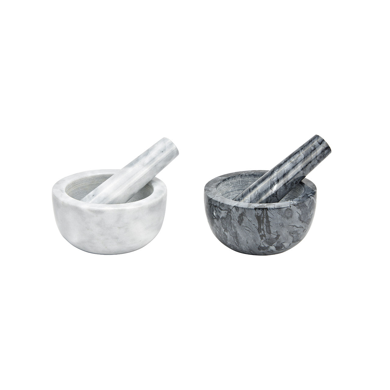 Marble mortar and pestle set of 2 grey, black