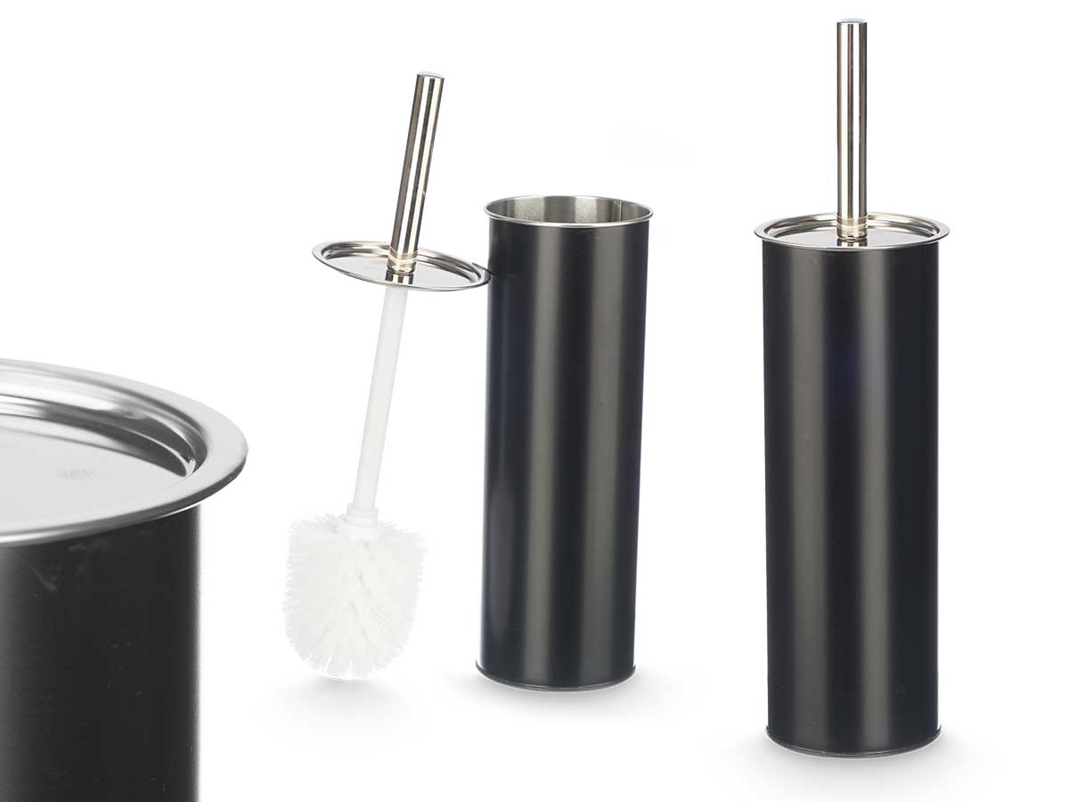 black steel toilet brush holder
