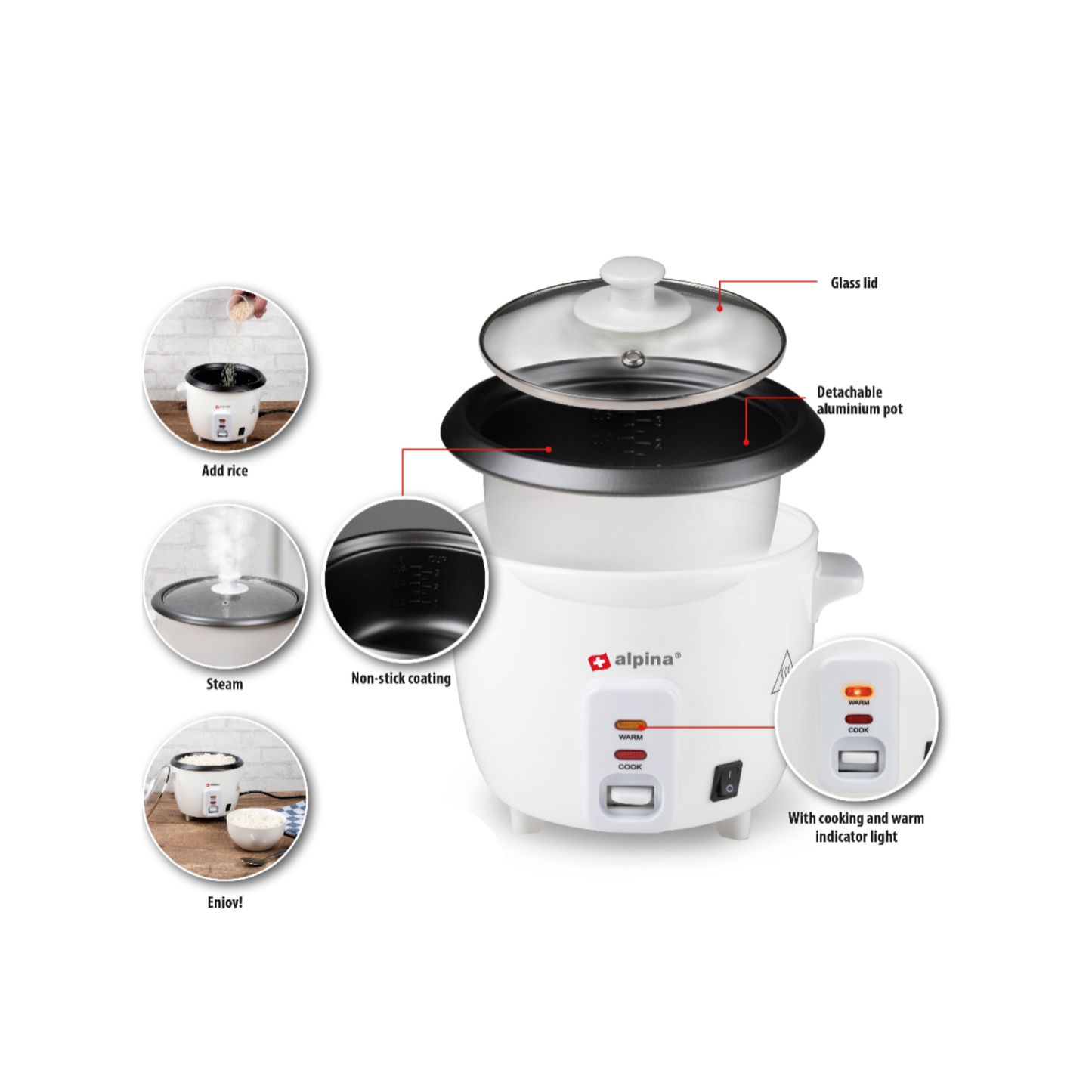 Rice cooker 0.6 Liter 300W AB Alpina (x)