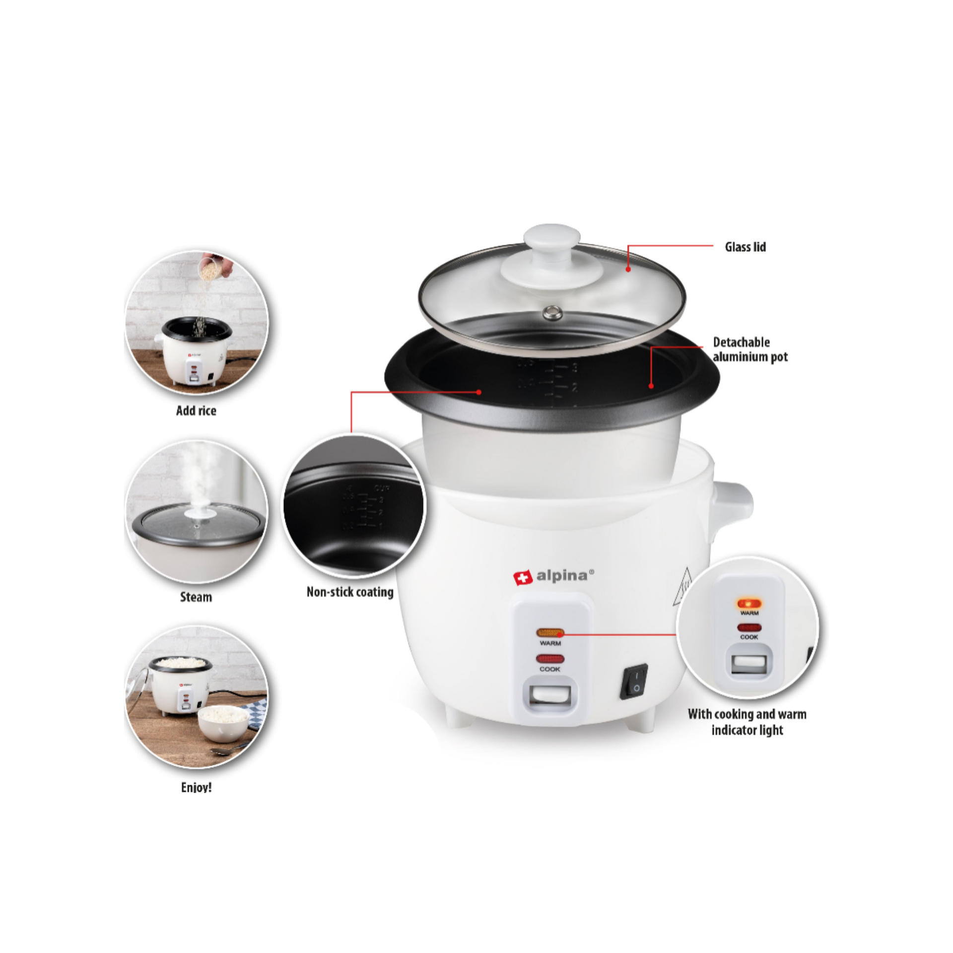 Rice cooker 0.6 Liter 300W AB Alpina (x)