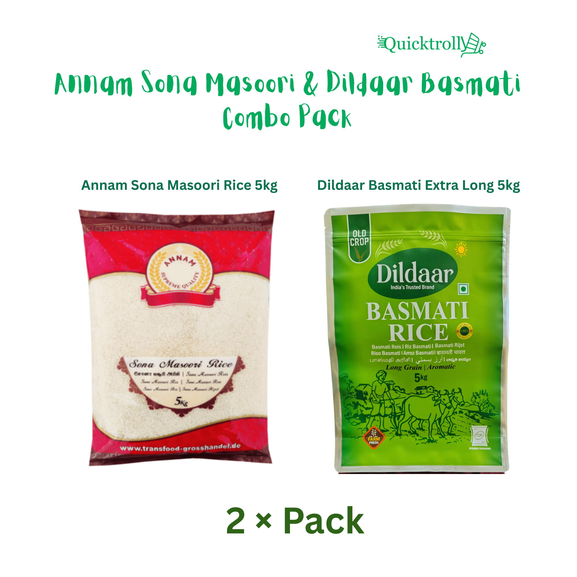 Annam Sona Masoori 5kg & Dildaar Basmati 5kg Combo Pack