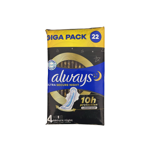 Always Ultra Secure Night Sanitary Pads with Wings Pack of 22
