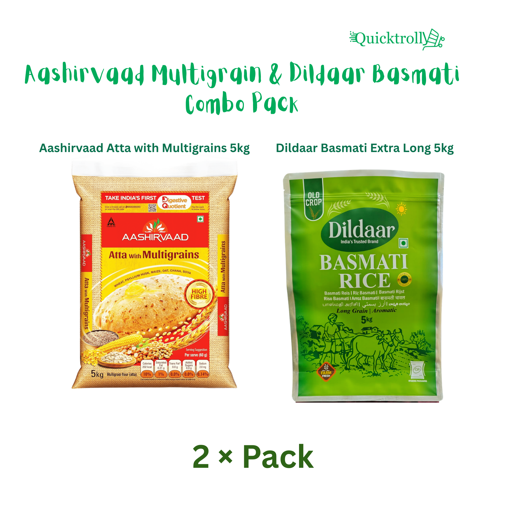Aashirvaad Multigrain 5kg & Dildaar Basmati 5kg Combo Pack