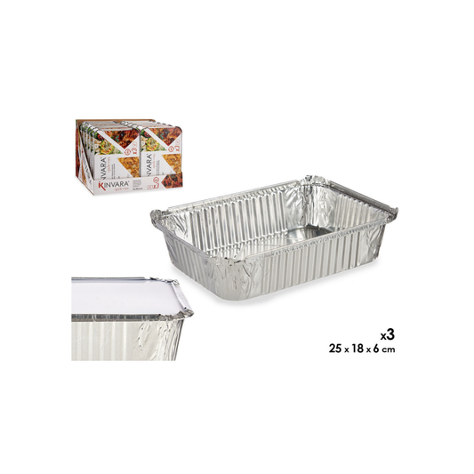 set of 3 alum deep trays with large lids