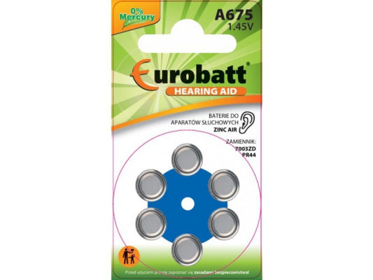 Hearing aid batteries A675 - 6 pcs