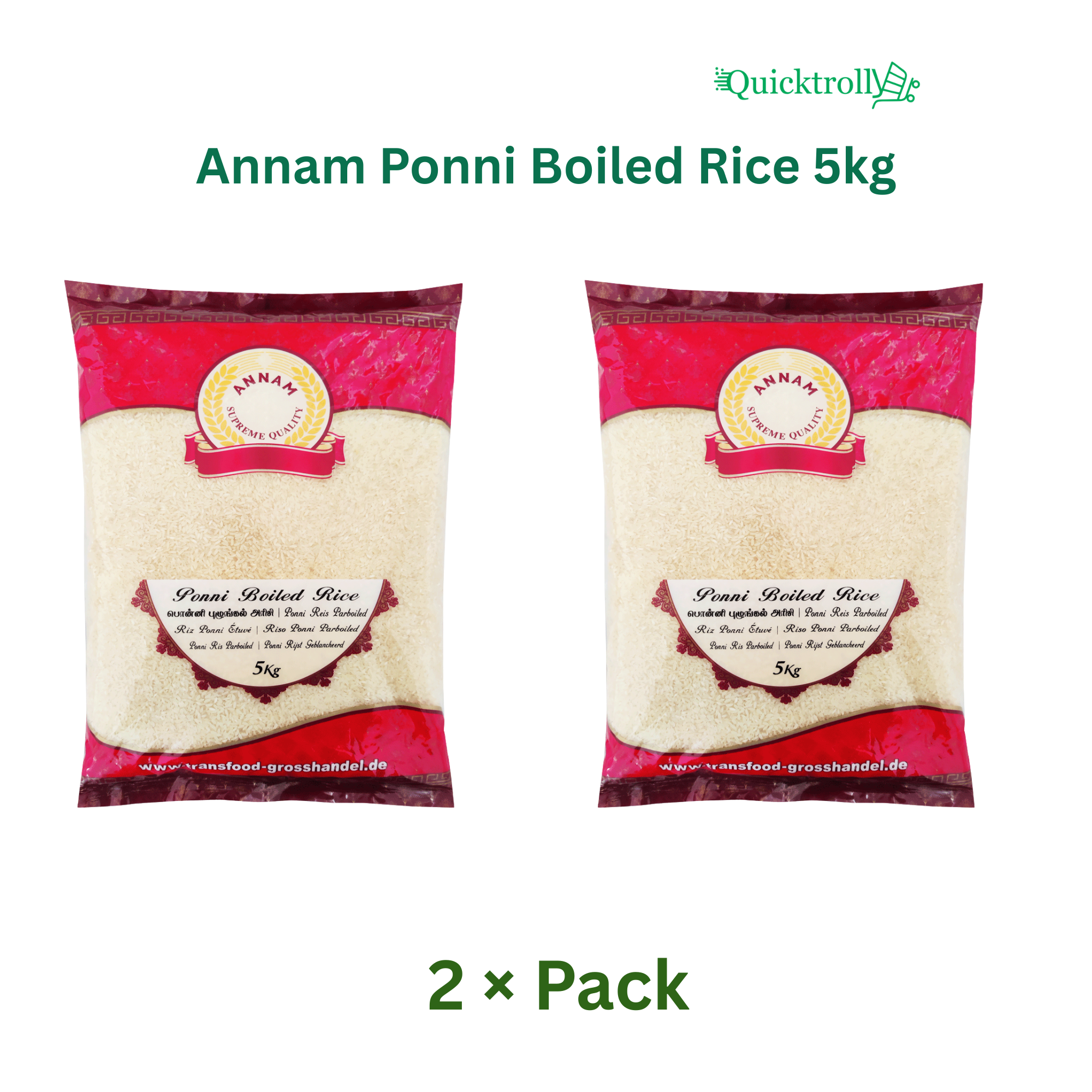 Annam Ponni Boiled Rice 5kg (Pack of 2)