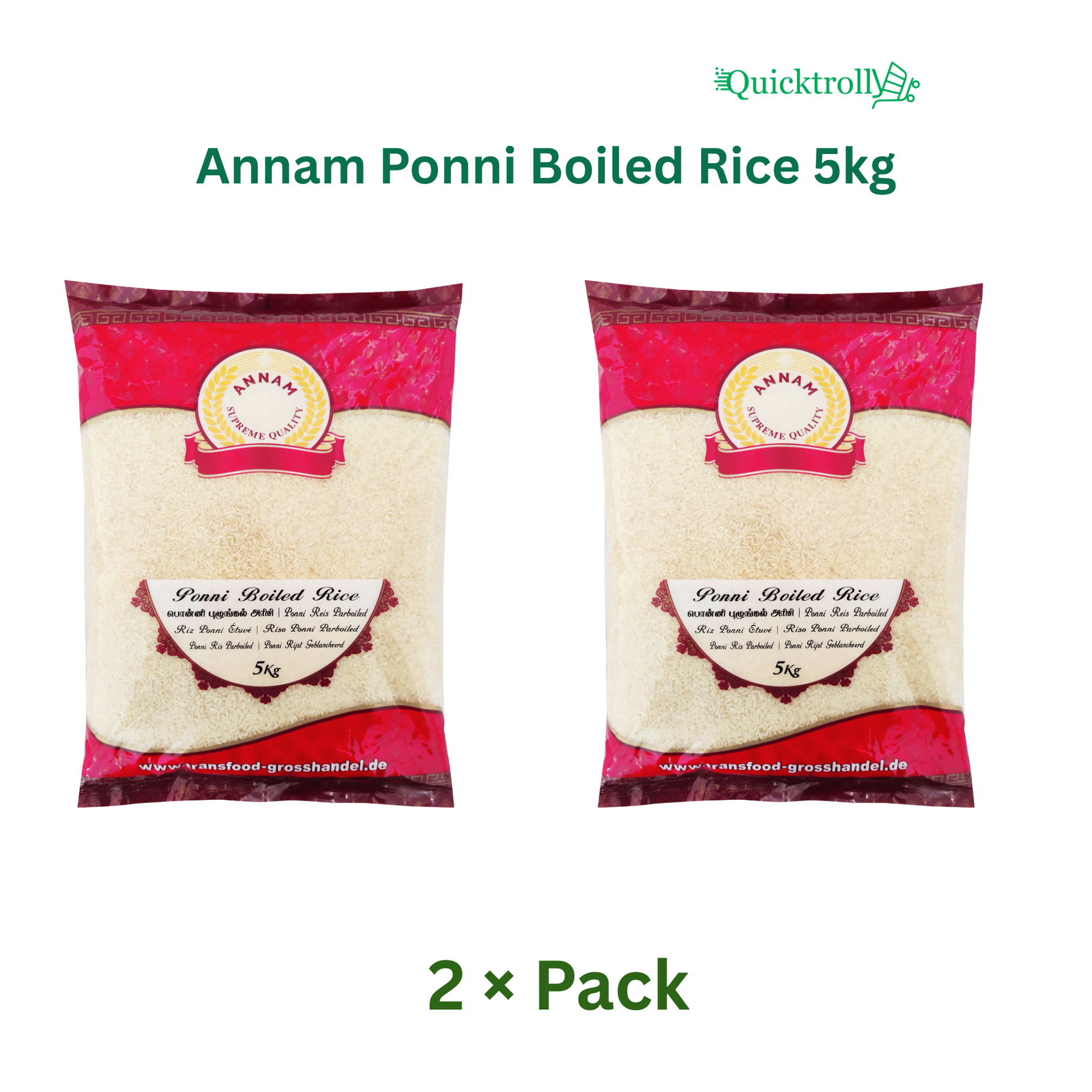 Annam Ponni Boiled Rice 5kg (Pack of 2)