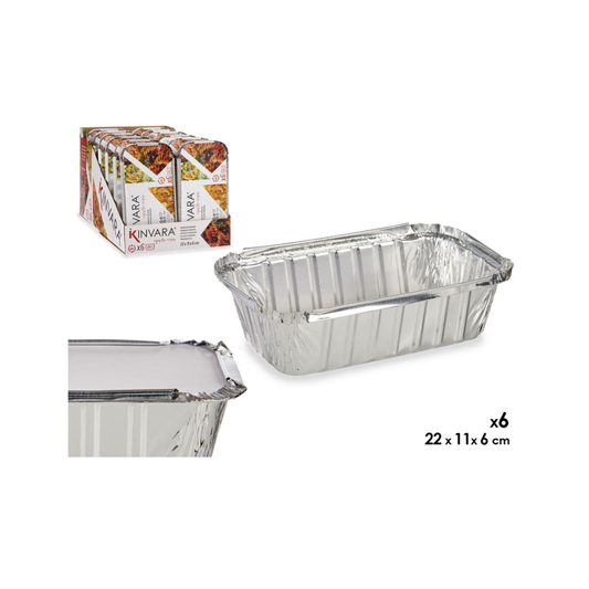set of 6 medium sized aluminum deep trays with lid
