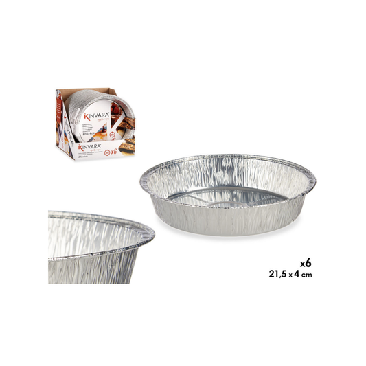 set 6 round aluminum trays
