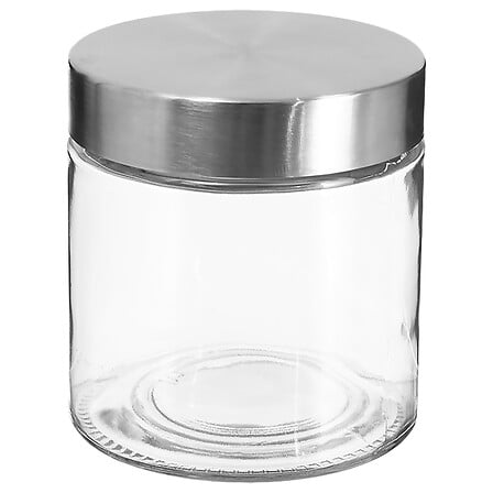 Nixo 0.75L glass and stainless steel jar, transparant P1