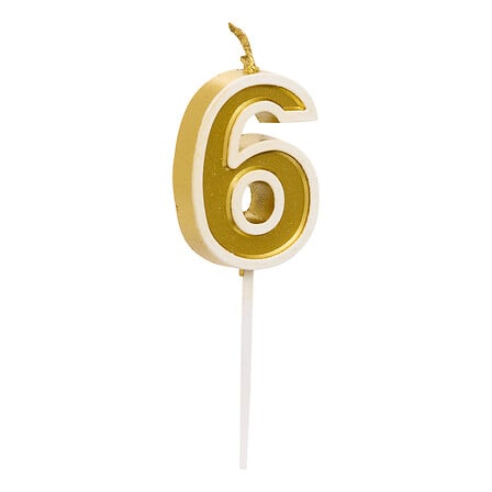 birthday candle #6, 8.5cm high, assorted colors