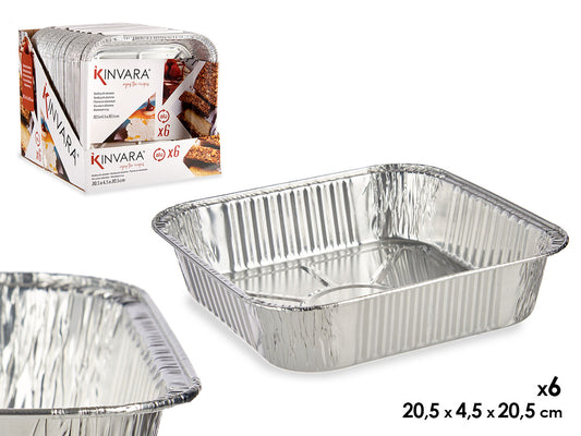 set 6 square aluminum trays
