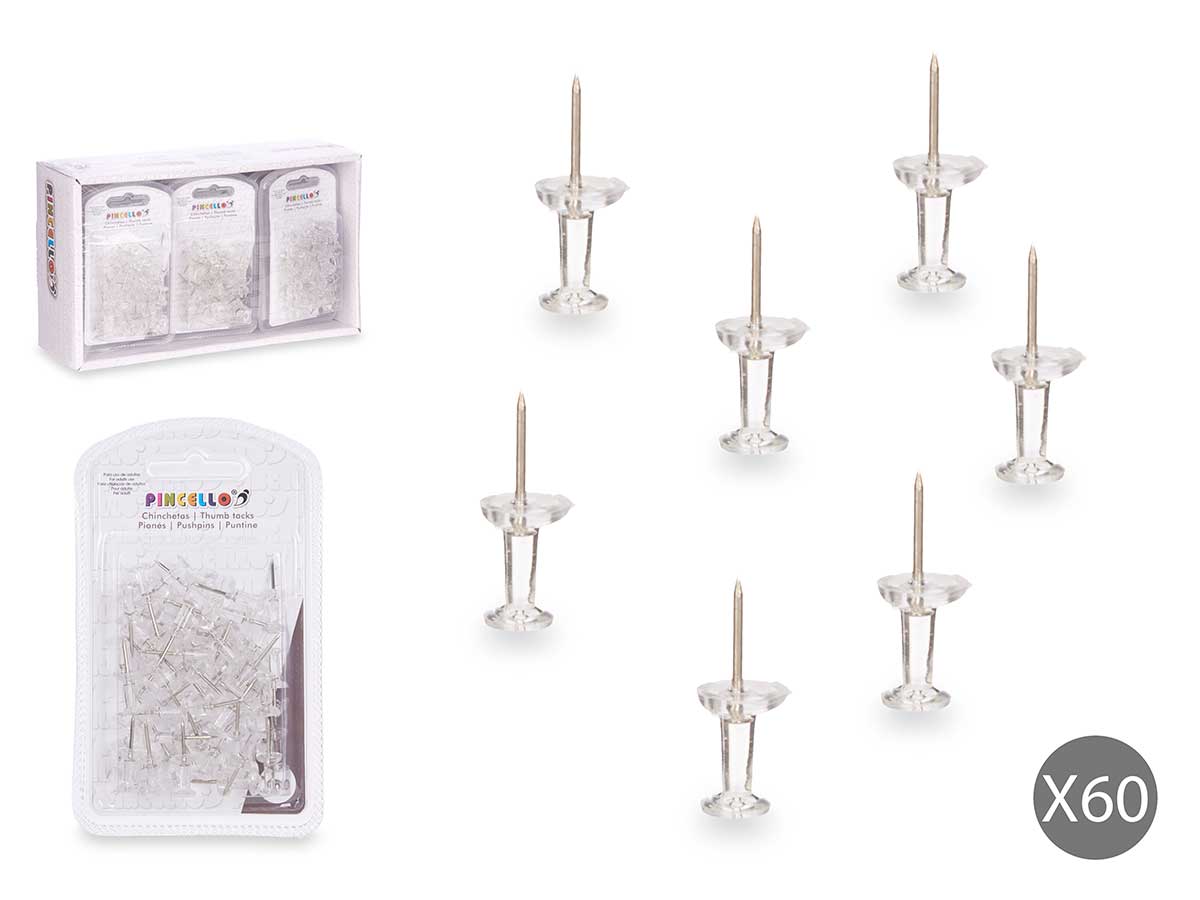 set 60 transparent pins