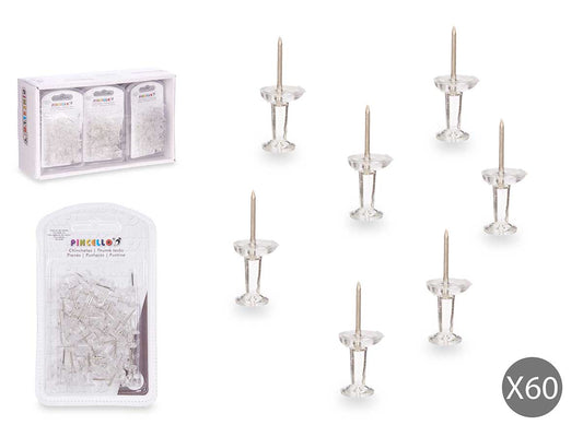 set 60 transparent pins