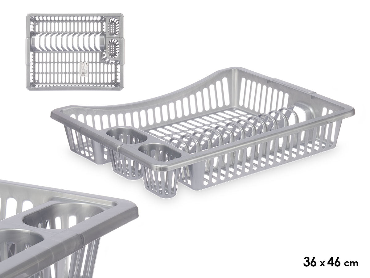 large silver dish drainer