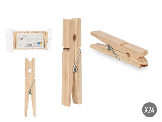 set 24 small wooden tweezers