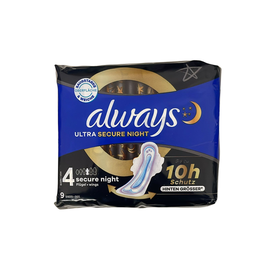 Always Ultra Secure Night Sanitary Pads with Wings Pack of 9