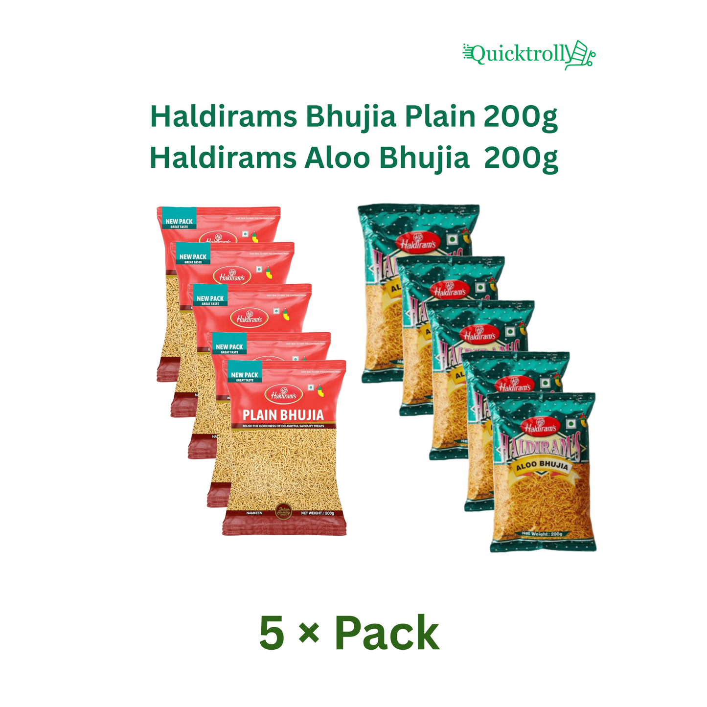 Haldirams Aloo Bhujia 200g (Pack of 5)/Haldirams Bhujia Plain 200g (Pack of 5)