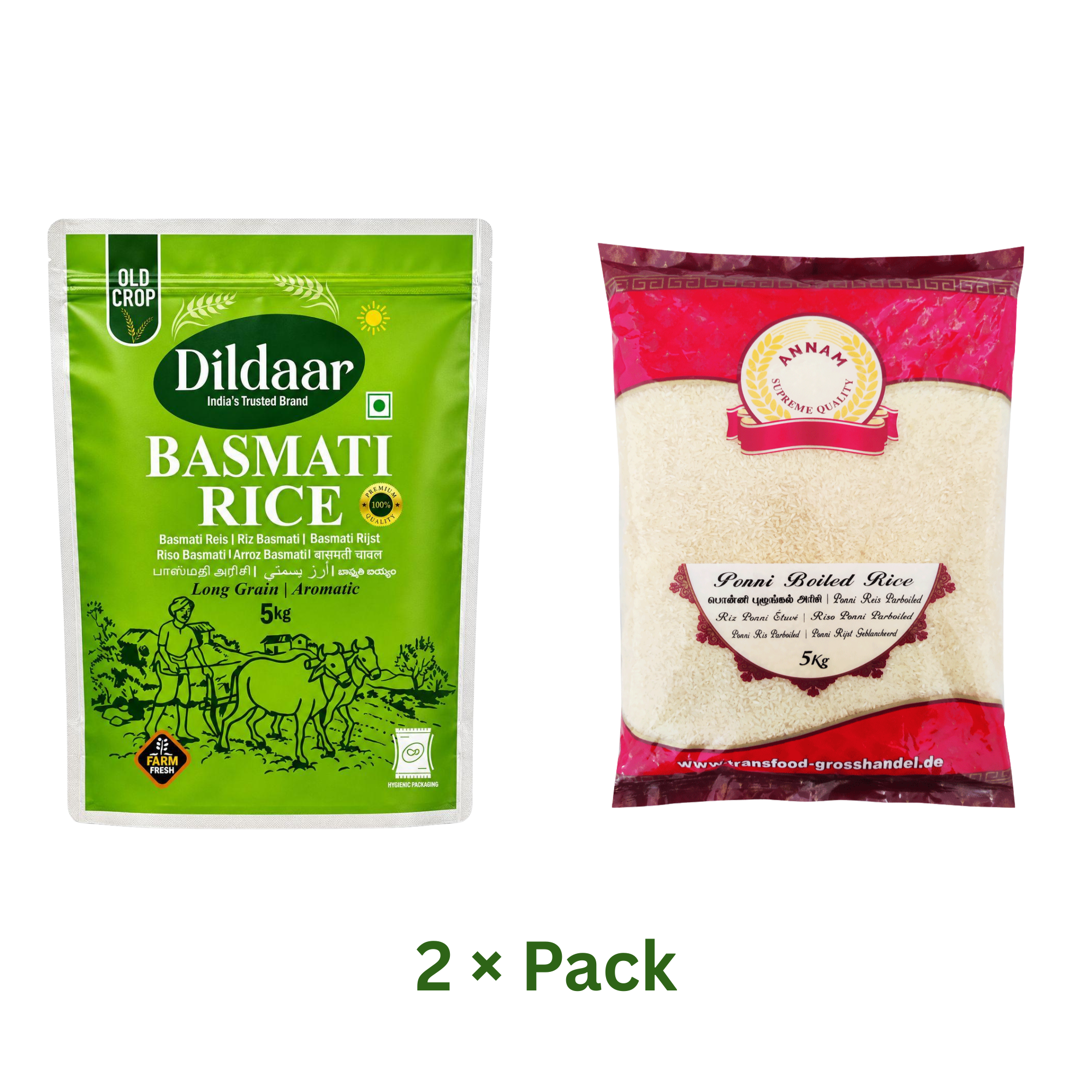 Annam Ponni Boiled 5kg & Dildaar Basmati 5kg Combo Pack
