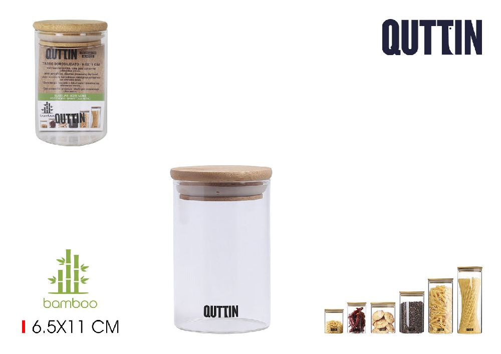 borosilicate jar 6.5x11cm bamboo quttin