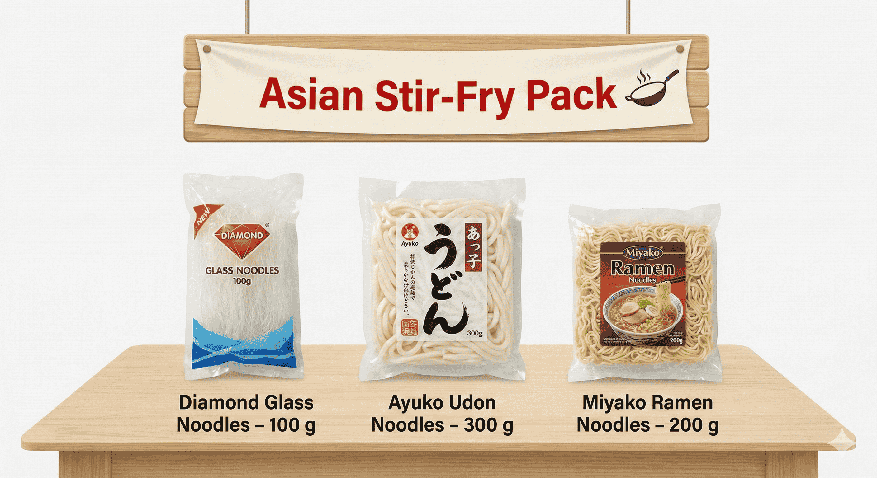 Asian Stir Fry Pack combo of noodles and stir fry essentials