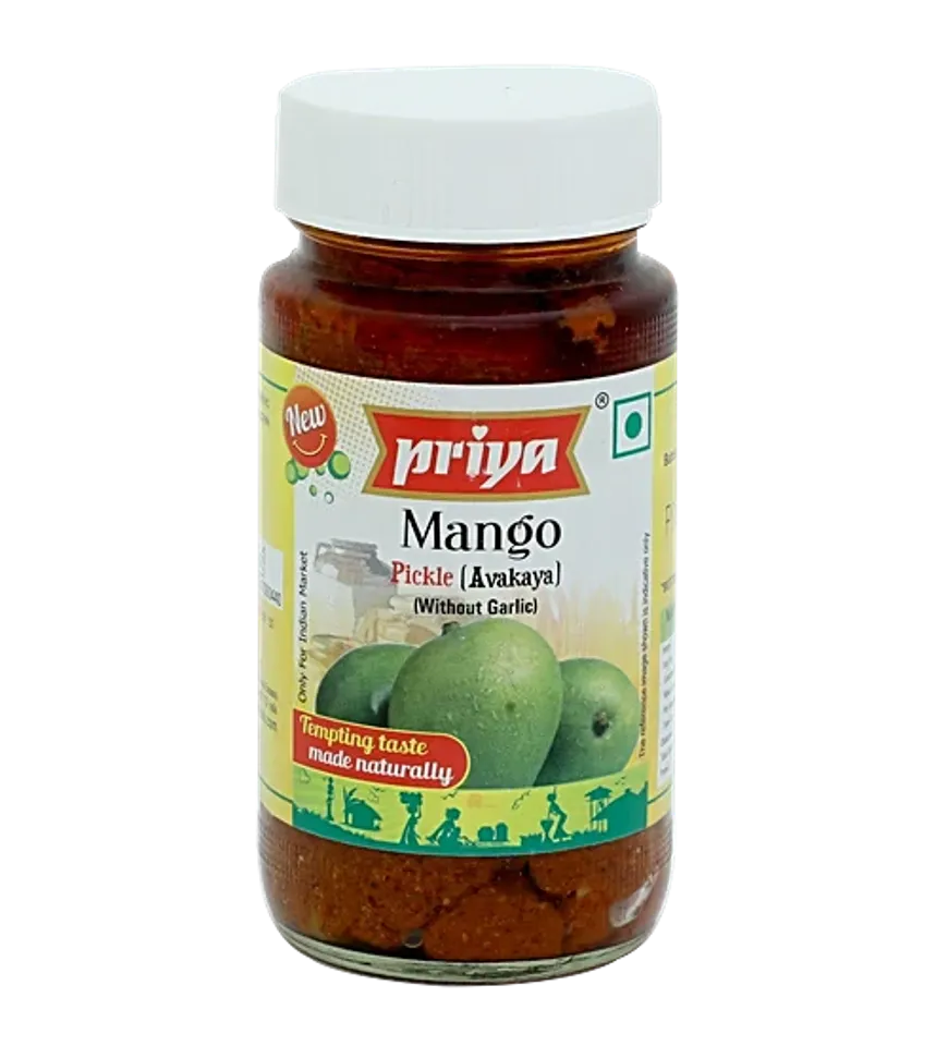 Priya Mango Avakaya Pickle Without Garlic 300g jar