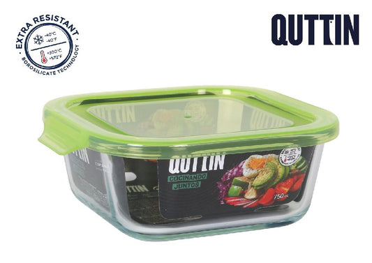 quadratic lunchbox with green lid16x16cm quttin