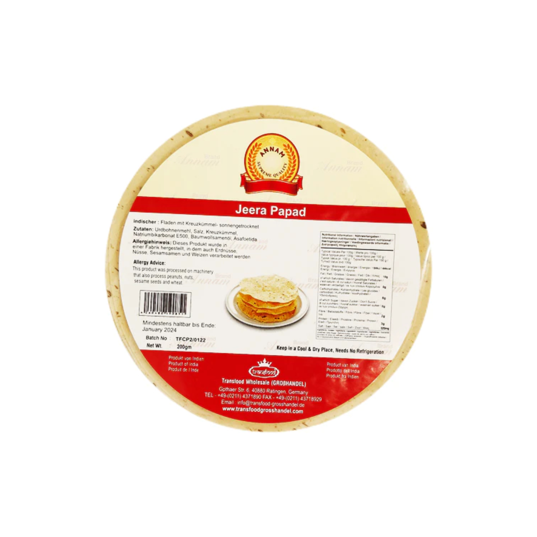 Annam Jeera Papadam 200g