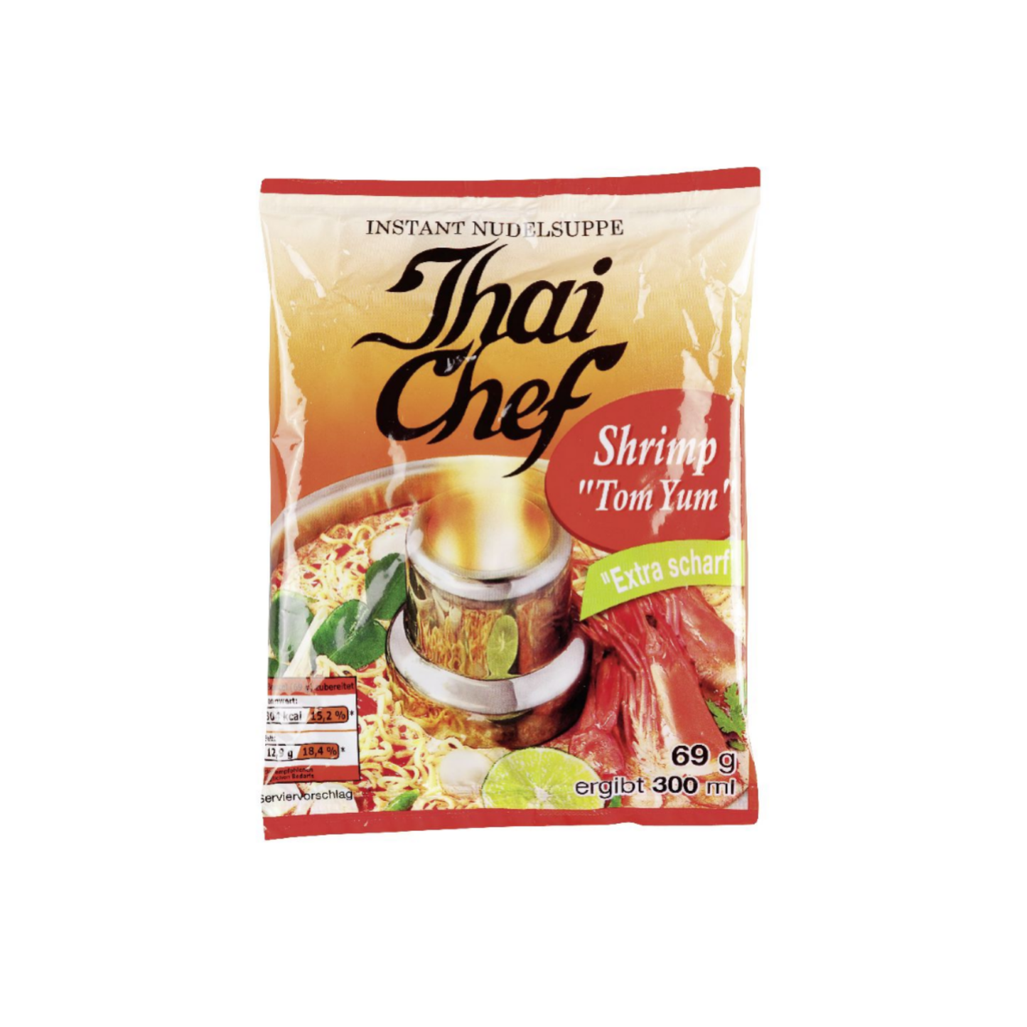 thai chef instant noodle dish tom yum, 68g bag