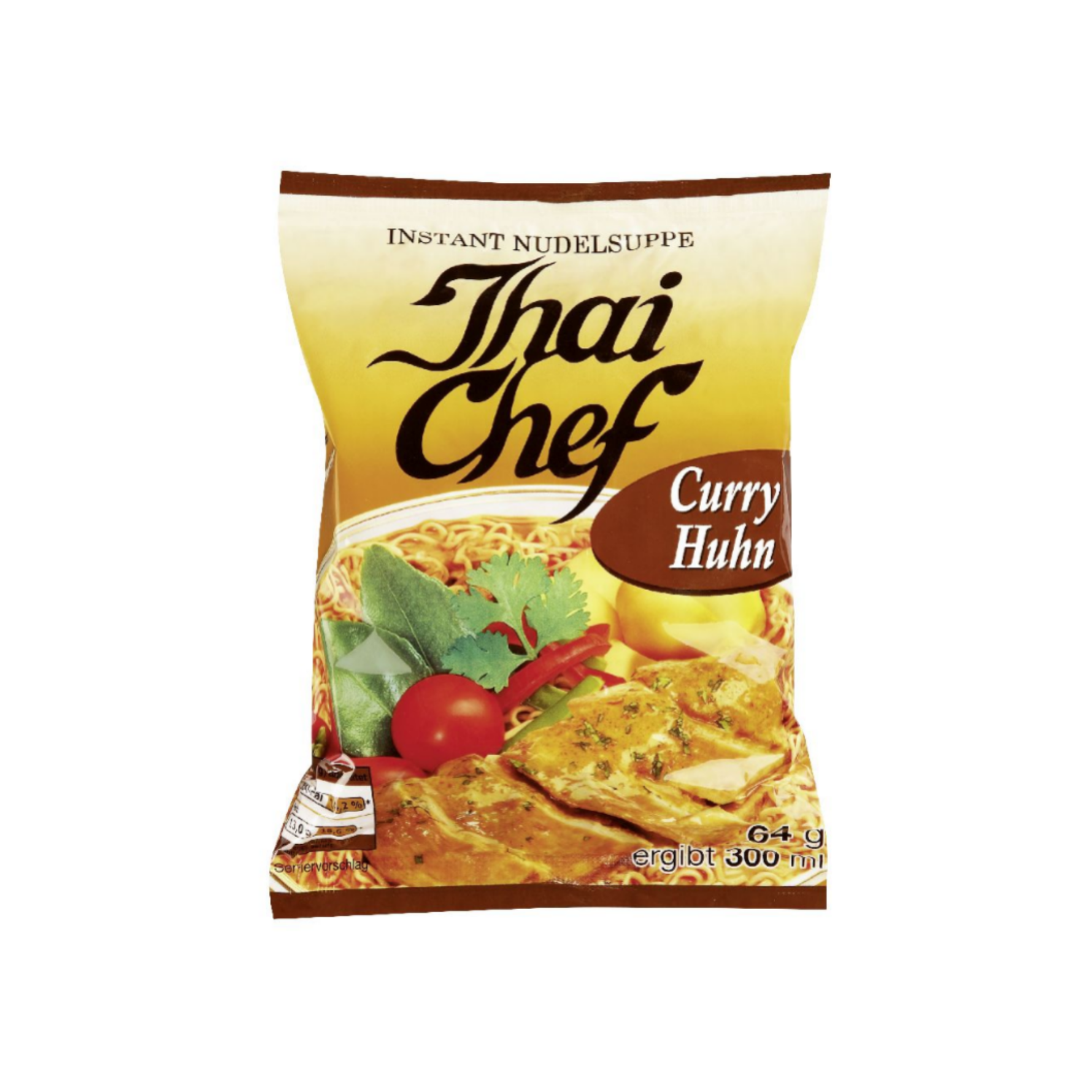 thai chef instant noodle dish curry chicken, 64g bag