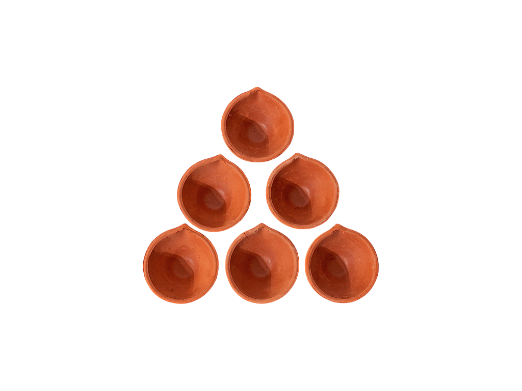 Gliniana lampka Diwali (czerwona) – zestaw 6 szt.