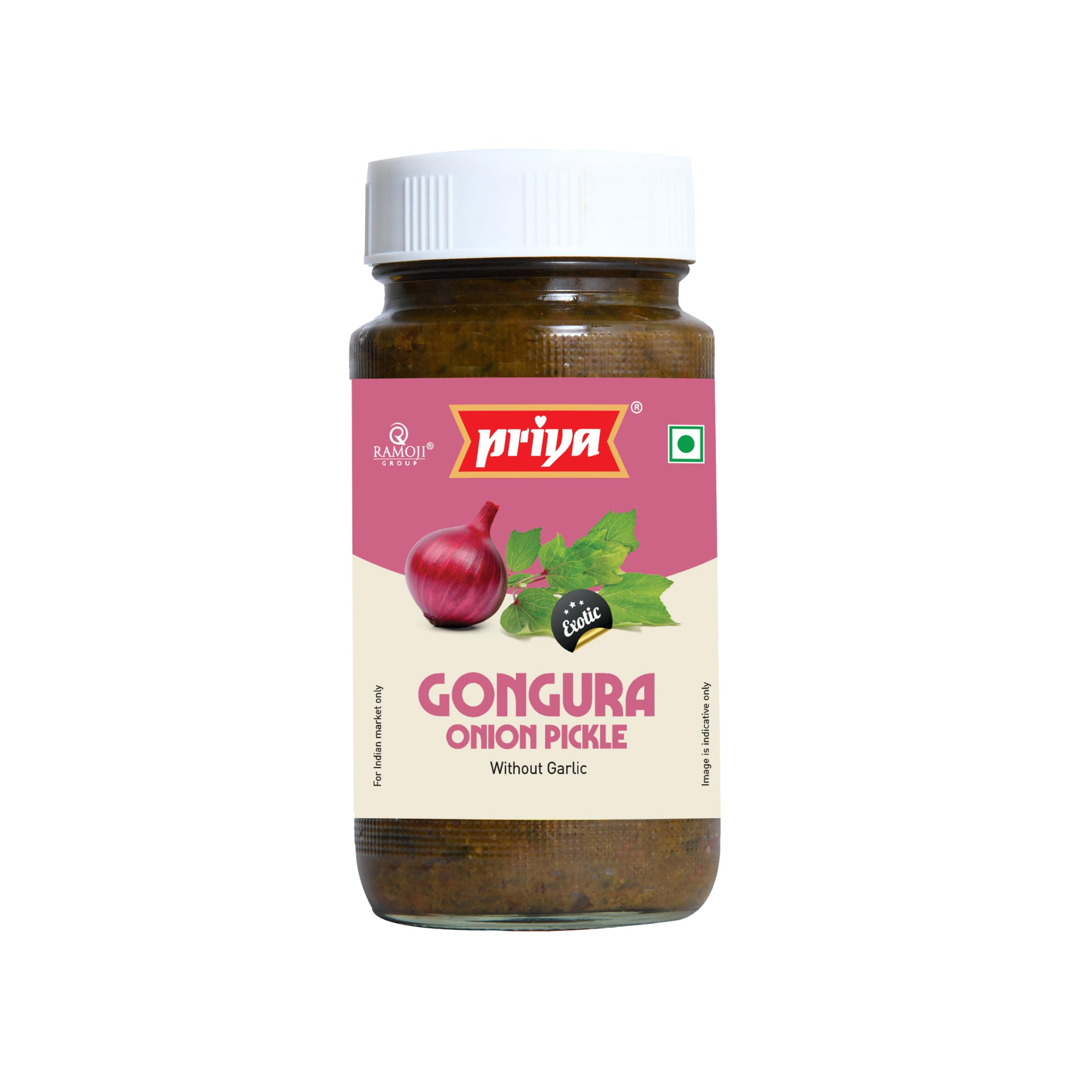 Priya – Gongura-Zwiebelpickles – Ohne Knoblauch – 300 g