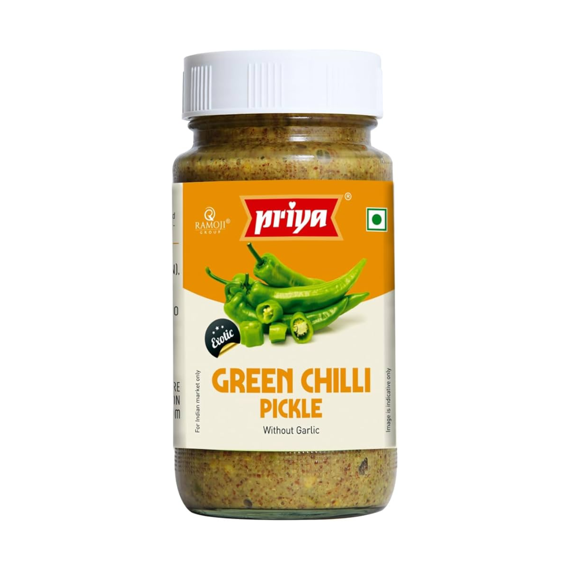 Priya – Eingelegte grüne Chilischoten – Ohne Knoblauch – 300 g