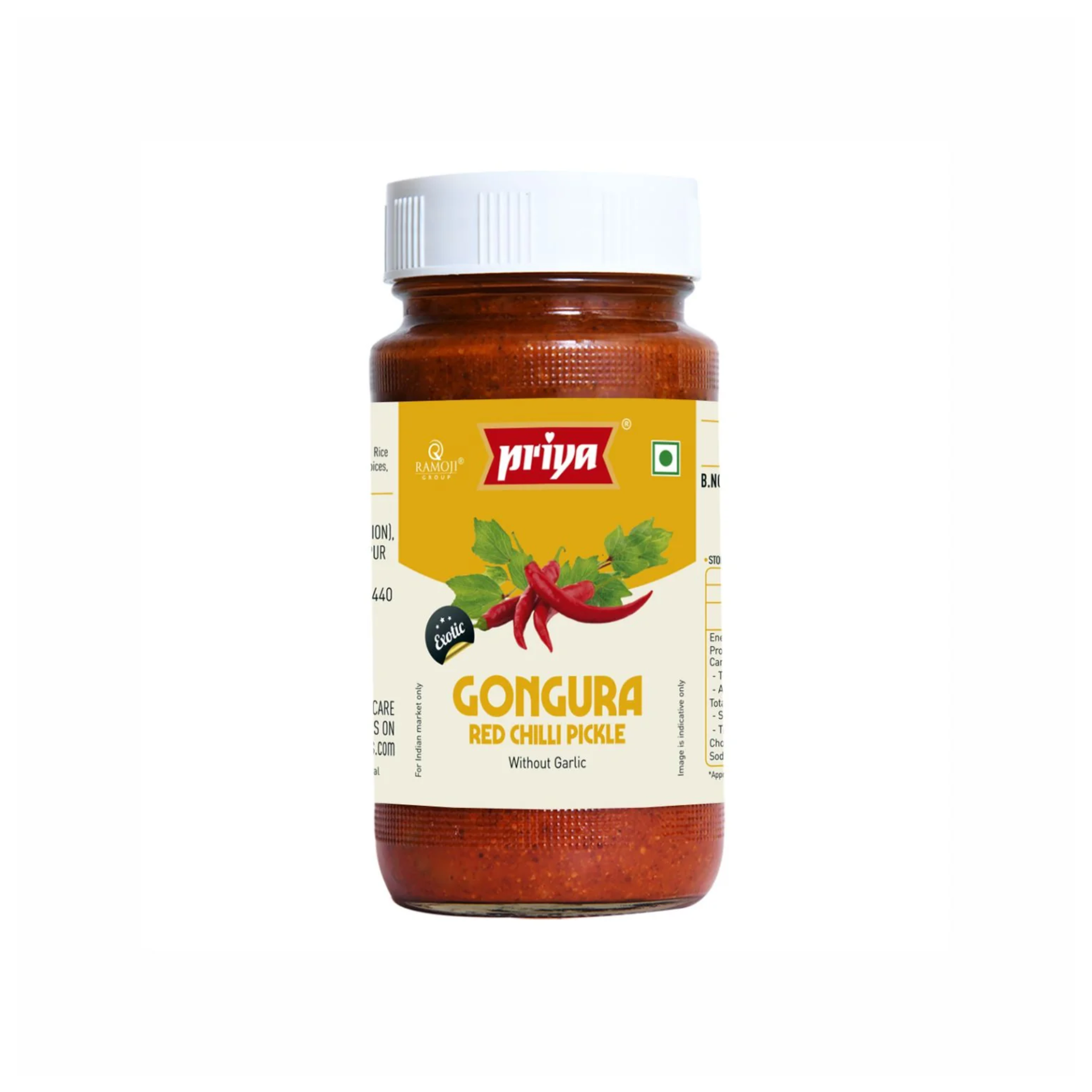 Priya – Gongura Red Chilli Pickle – Ohne Knoblauch – 300 g