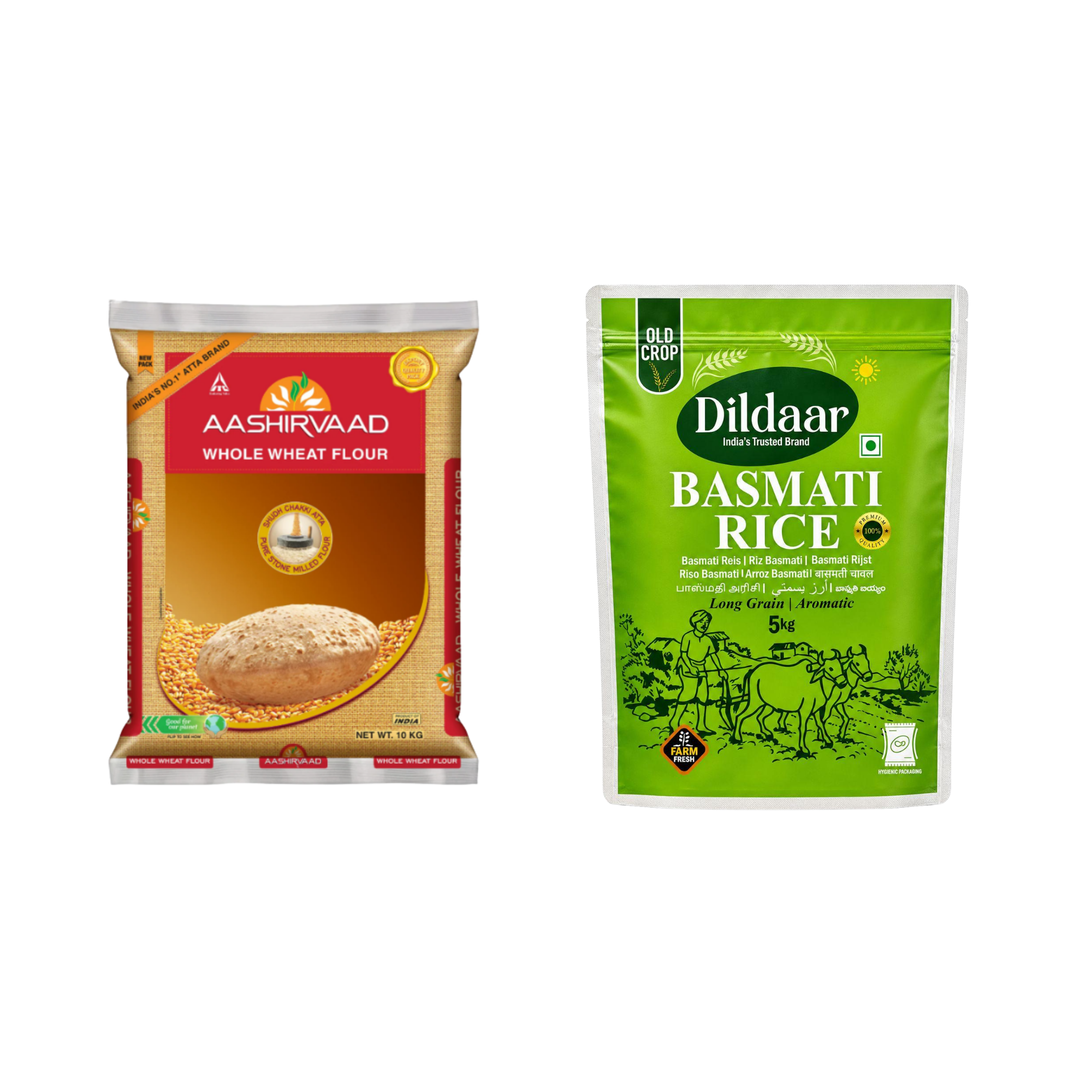 Aashirvaad 10kgs + Dildaar Extra Long 5kg