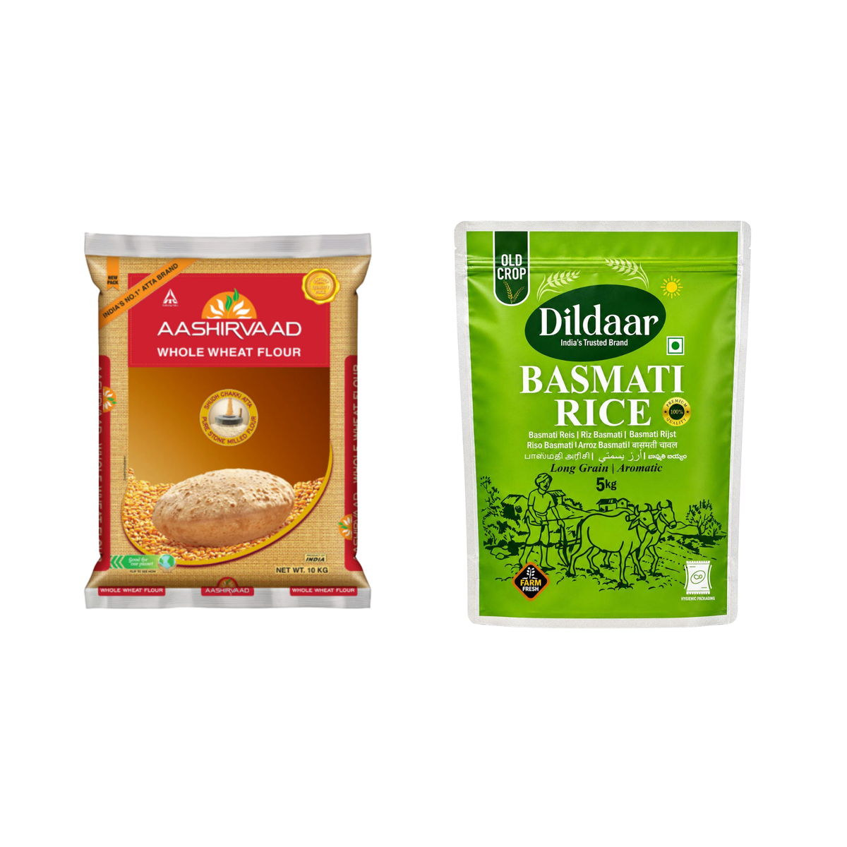 Aashirvaad 10kg + Dildaar Extra Long 5kg