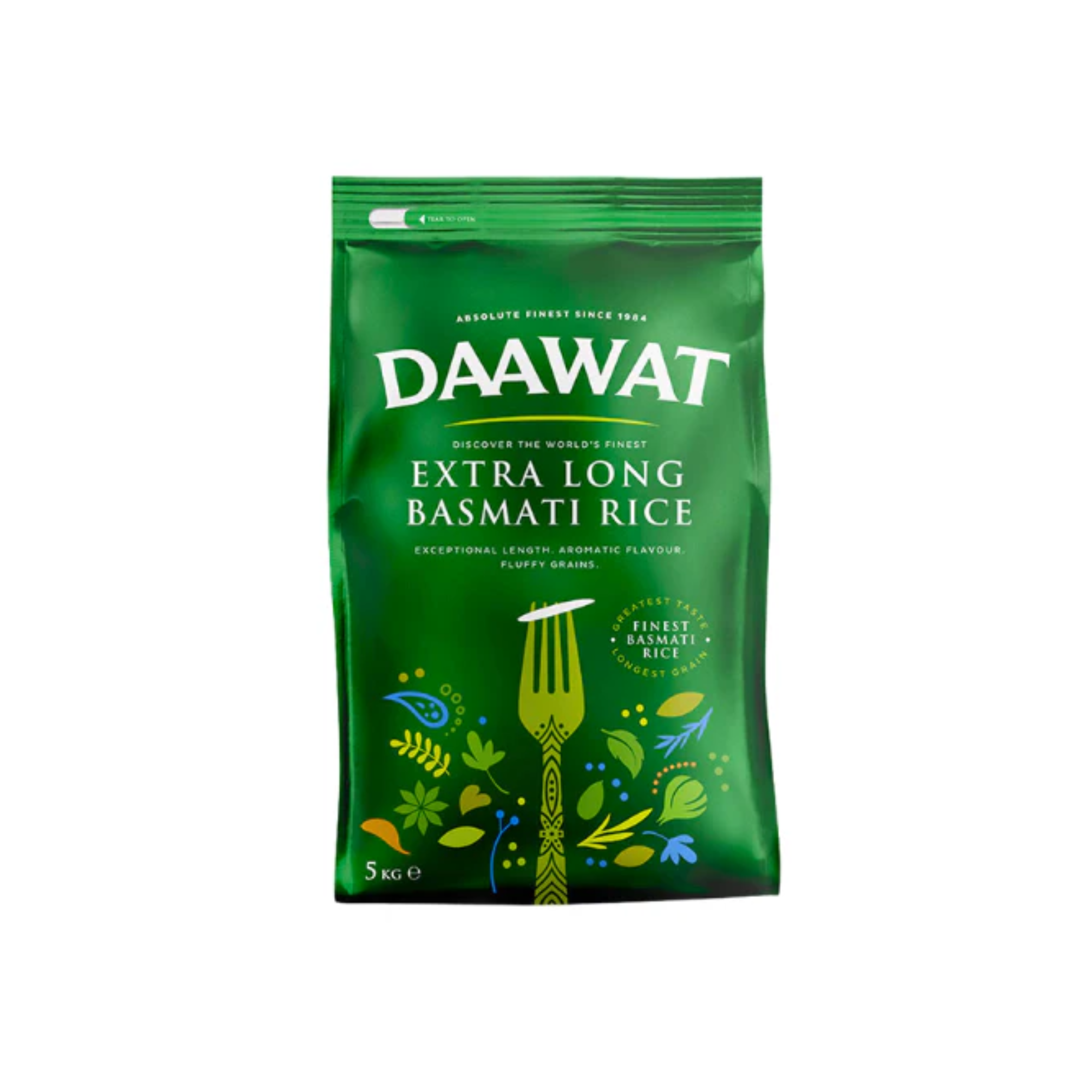 Daawat Basmati Extra Long Rice 5 Kg (Green Bag)