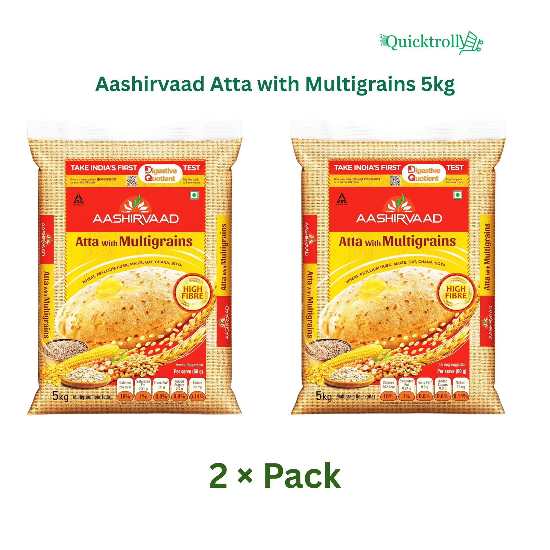 Aashirvaad Atta with Multigrains 5kg (Pack of 2)