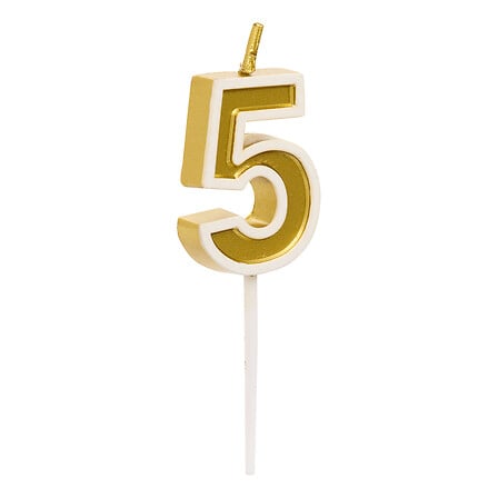 birthday candle #5, 8.5cm high, assorted colors