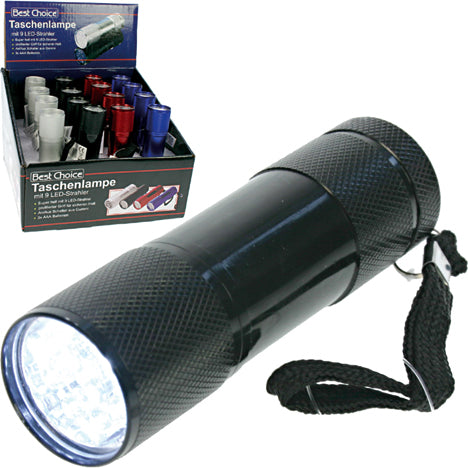 Flashlight 9-LED spotlight 9cm without battery in
