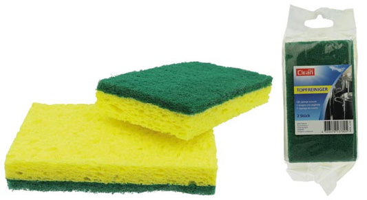 Scourer sponges yellow 2-pack 11.5x6.5x2cm