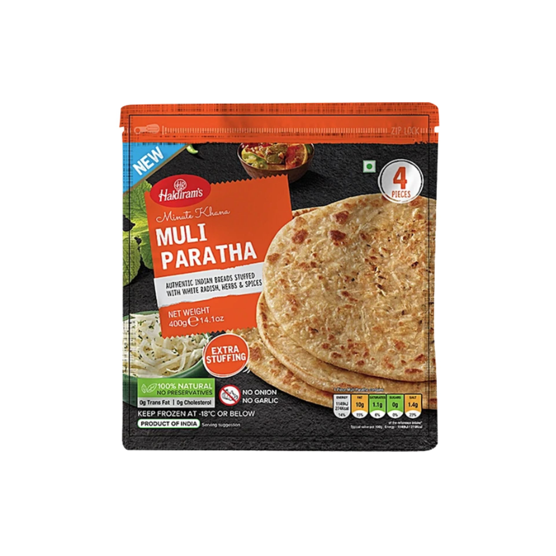 Haldiram's Minute Khana Muli Paratha (Medium) 4 Pieces 400g - Munich only