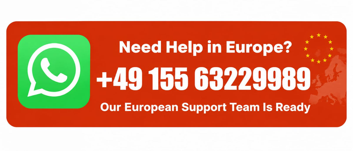 Need help in Europe? WhatsApp +49 155 63229989 – our European support team is ready